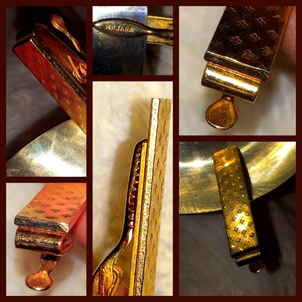 Vintage MR TARA Gold Plated Tie Clip/Bar with Hallmark